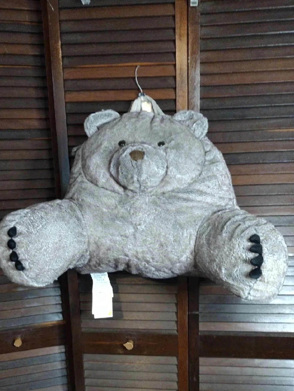 Large Plush Gray/Tan Brown Bear Floor TV Pillow Super Soft